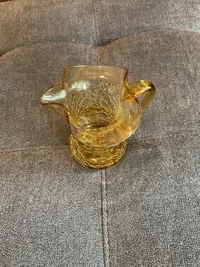 EUC Vintage Amber Crackle Glass Creamer Pitcher